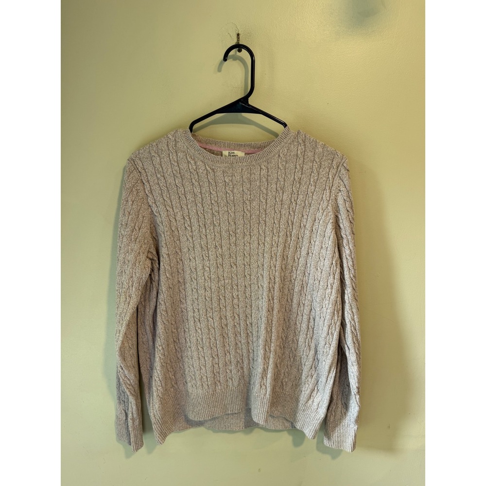 Kim Rogers Womens XL Lavender Purple Cable Knit 100% Cotton Crewneck Sweater